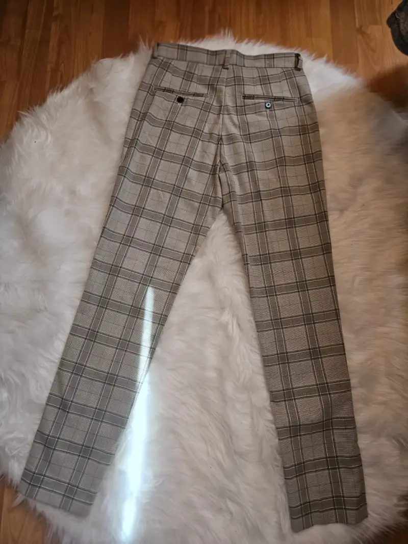 Pantalones de vestir a cuadros beige - 2