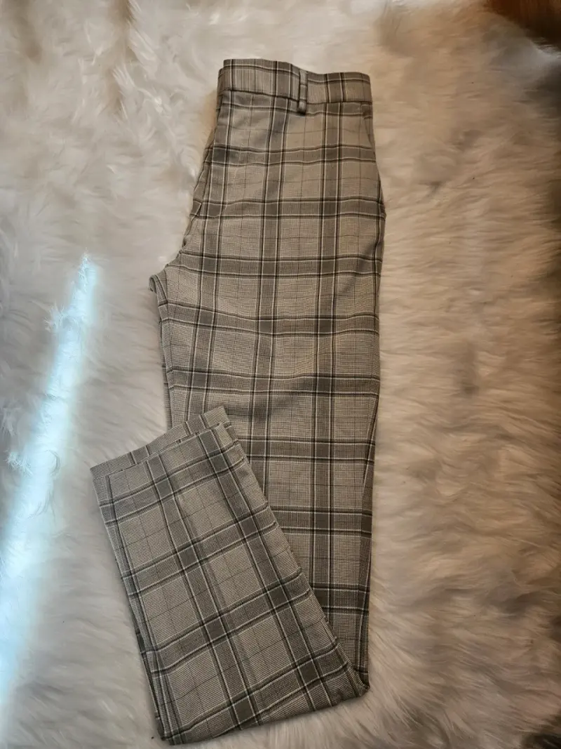 Pantalones de vestir a cuadros beige - 3