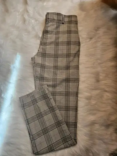 Pantalones de vestir a cuadros beige - miniatura 3