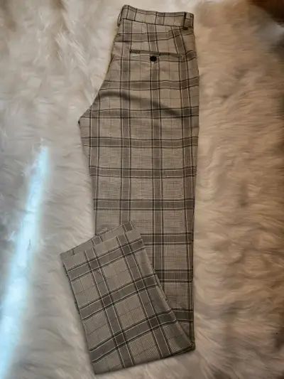 Pantalones de vestir a cuadros beige - miniatura 4
