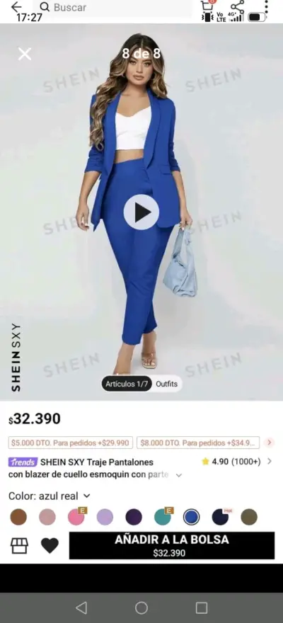 Traje azul de dos piezas talla M - miniatura 2