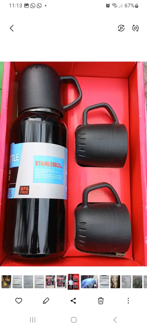 Botella térmica de acero inoxidable con tazas