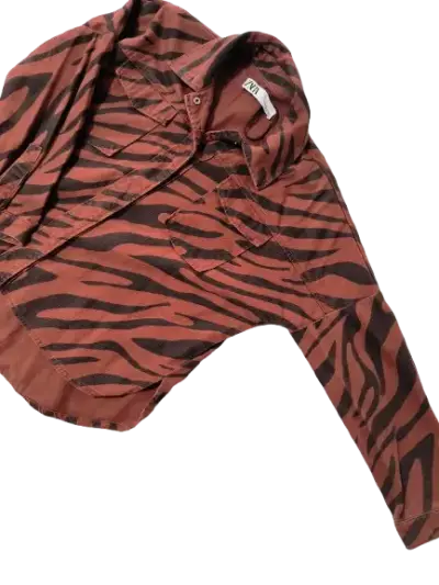 Chaqueta animal print color terracota de Zara - miniatura 5
