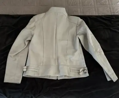 Chaqueta de cuero beige para mujer - miniatura 2
