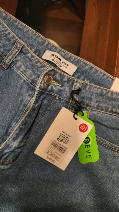 Jeans Mom Fit Azules para Mujer - miniatura 2