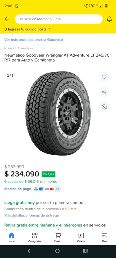 Neumático Goodyear Wrangler AT Adventure LT 245/70 R17 - miniatura 1
