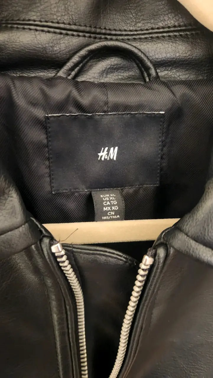 Chaqueta de cuero sintético negra H&M XL - 2