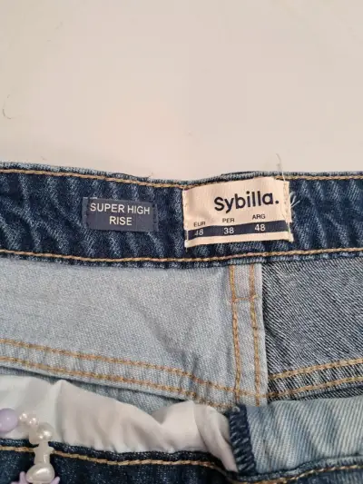 Shorts de mezclilla bicolor NUEVOS Sybilla t.48 - miniatura 5