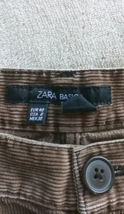 Pantalones de pana marrón Zara Basic - miniatura 2