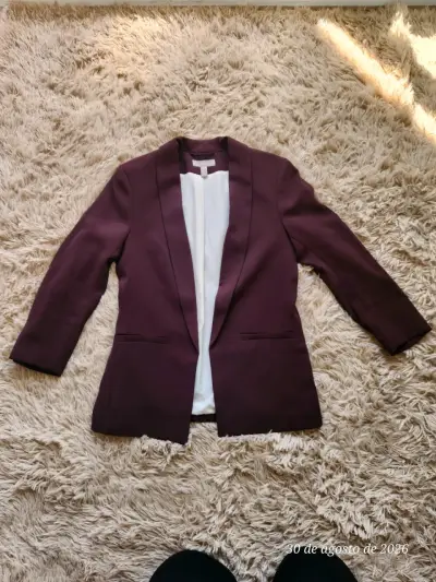 Blazer Burdeos para Mujer Talla 34 - miniatura 3