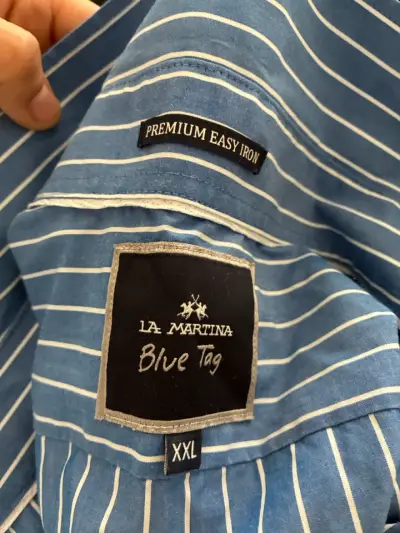Camisa a rayas azul La Martina Blue Tag - miniatura 2
