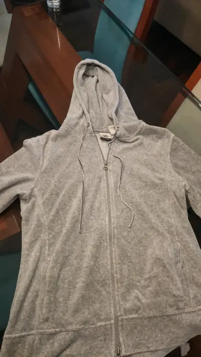 Polerón gris con capucha y cierre - miniatura 1