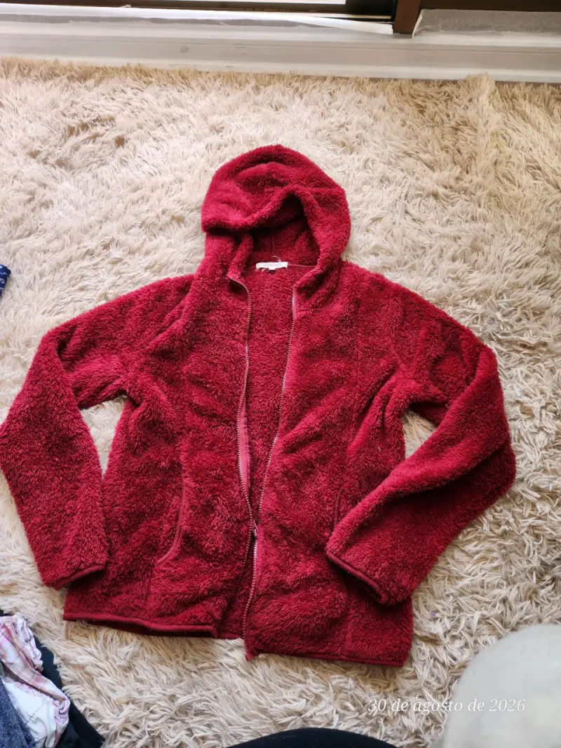 Chaqueta de felpa roja con capucha Fashion Spark