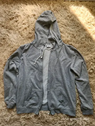 Polerón con capucha gris unisex - miniatura 2