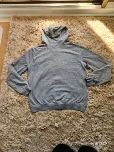 Polerón con capucha gris unisex - miniatura 3