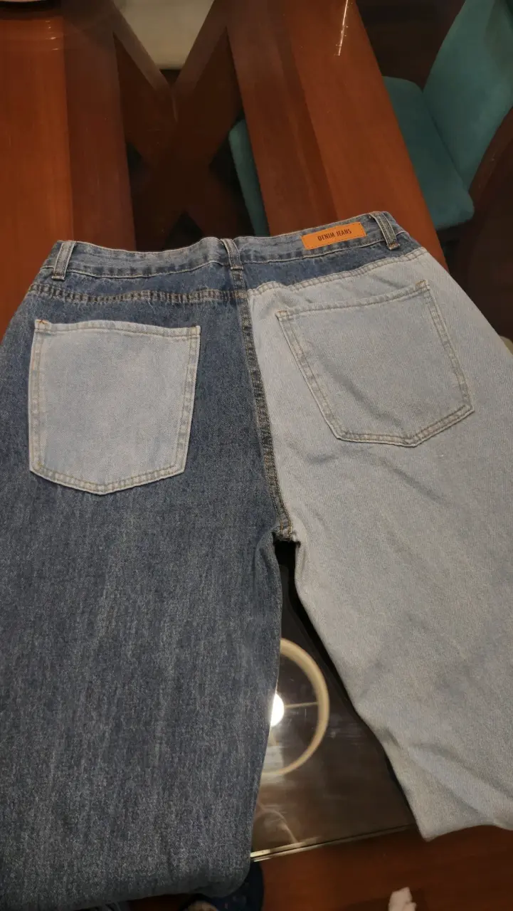 Jeans de mezclilla bicolor mujer - 2