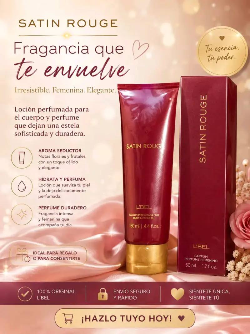 Loción Perfumada Satin Rouge L'Bel 130ml