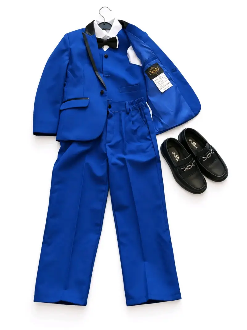 Traje formal azul para niño con zapatos - 1