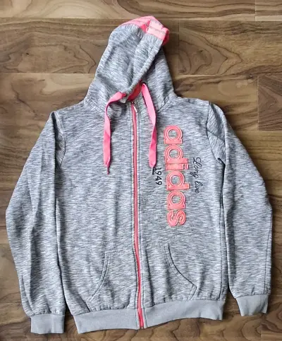 Polerón con capucha gris Adidas para mujer - miniatura 1