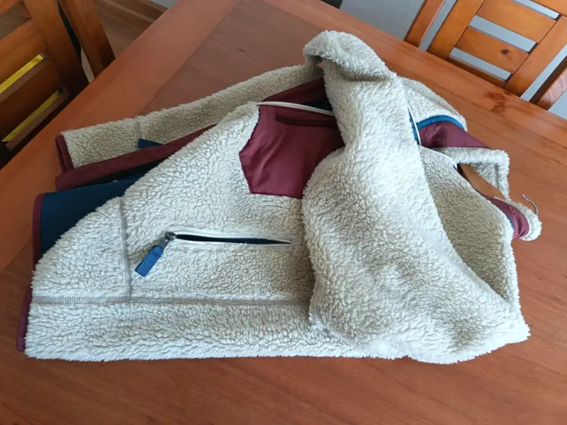 Chaqueta de forro polar Patagonia beige y burdeos - 6