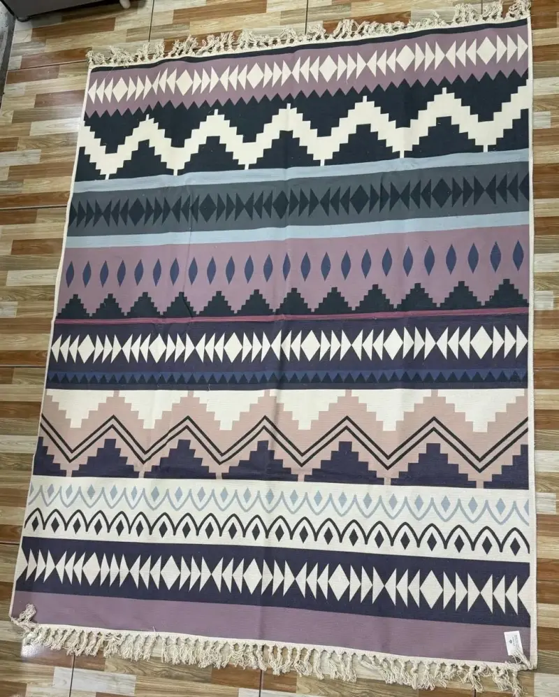 Alfombra de Lino con diseño geométrico colorido - 2