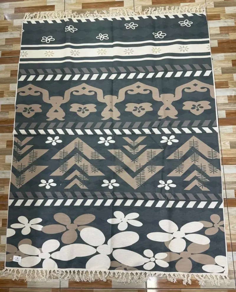 Alfombra de Lino con diseño geométrico colorido - 5