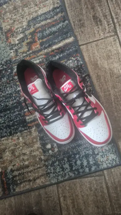 Zapatillas Nike SB Dunk Low rojas y blancas - miniatura 1