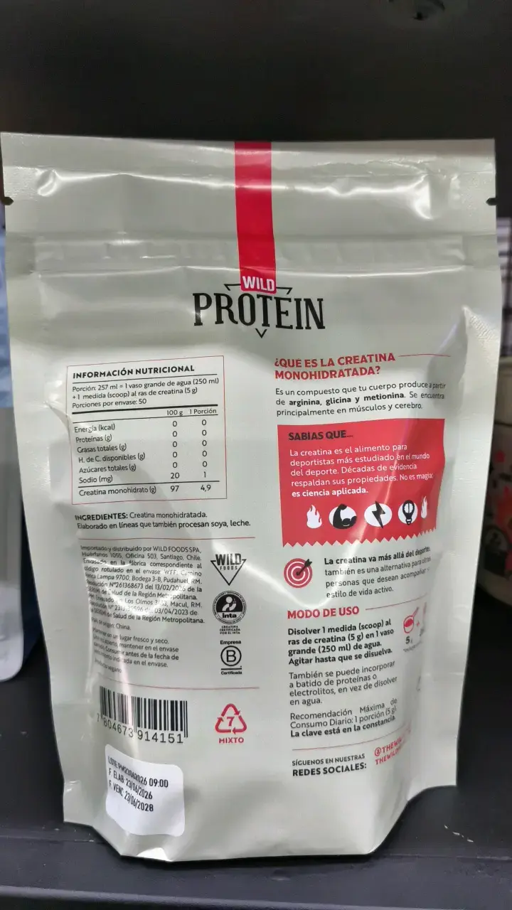 Creatina Monohidratada Wild Protein 50 Porciones - 2