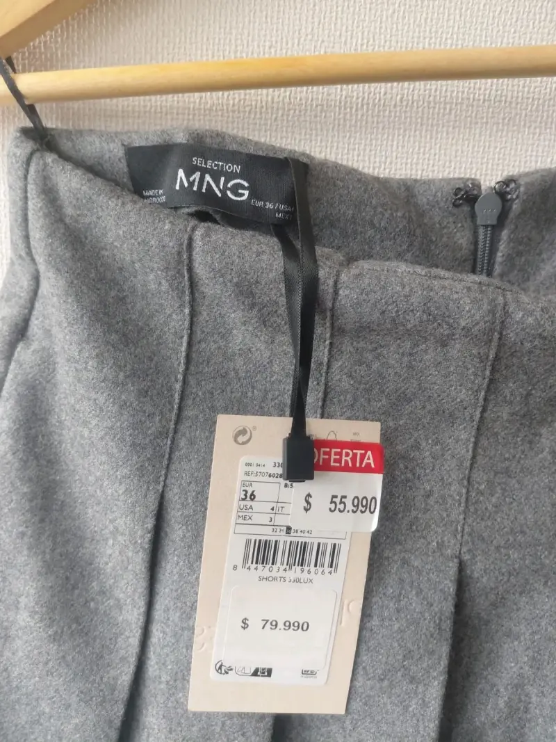 Falda corta gris MNG con pliegues - 6