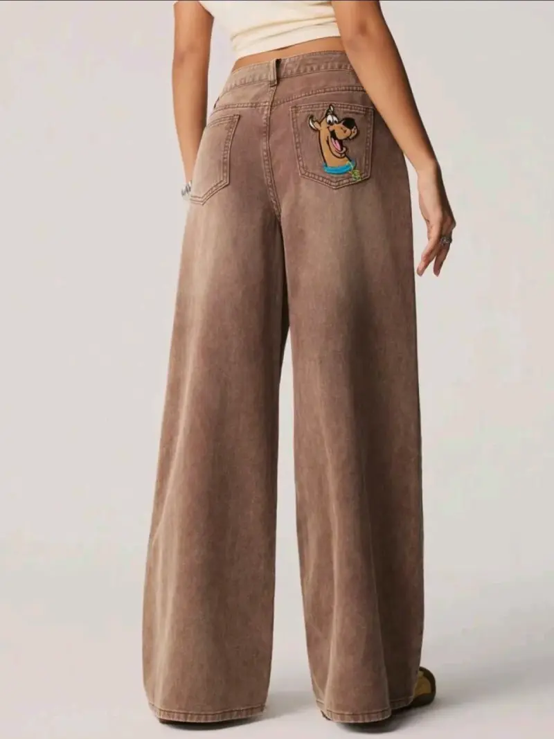 Jeans anchos marrones con diseño de Scooby-Doo - 1