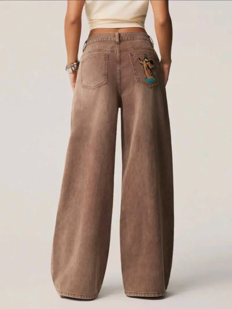 Jeans anchos marrones con diseño de Scooby-Doo - 2