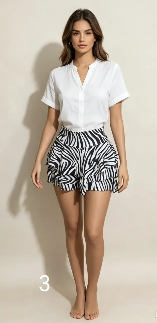 Shorts con estampado animal y volantes - 3