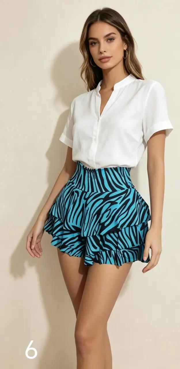 Shorts con estampado animal y volantes - 6