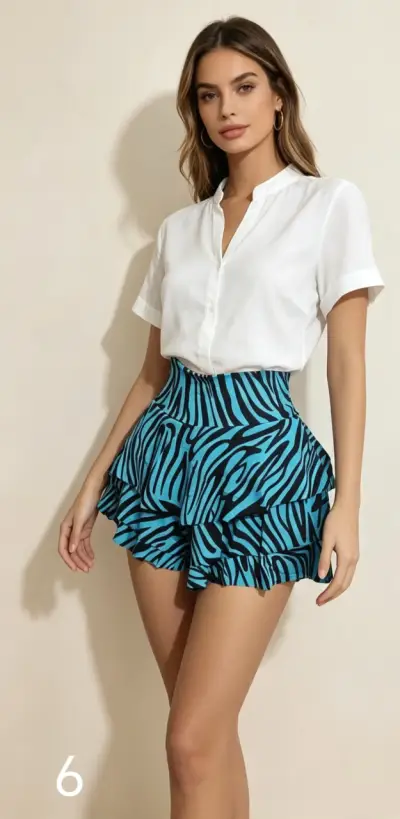 Shorts con estampado animal y volantes - miniatura 6