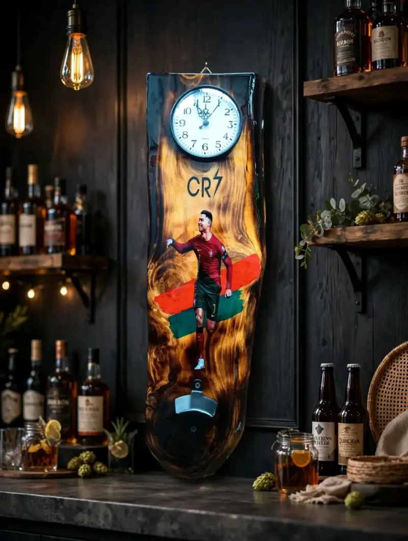 Reloj de pared decorativo CR7 con diseño futbolístico