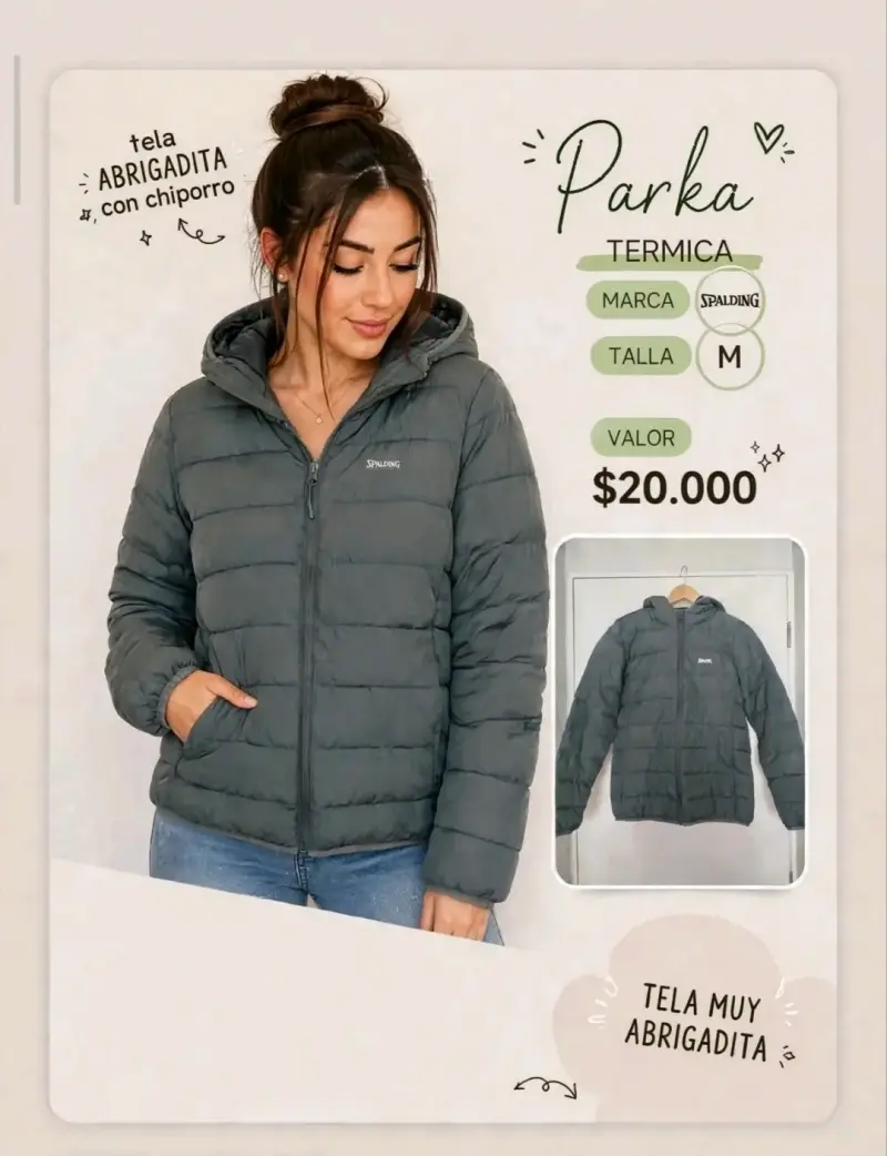 Parka térmica Spalding gris con chiporro