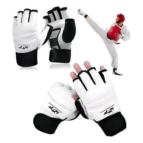 Guantes de Taekwondo WTF blancos con protección - 4
