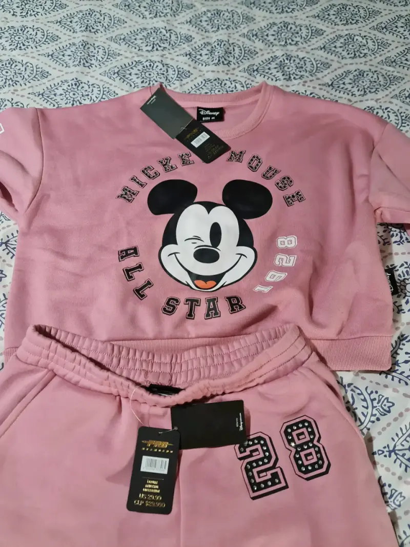 Conjunto de polerón y pantalón Mickey Mouse rosa - 1
