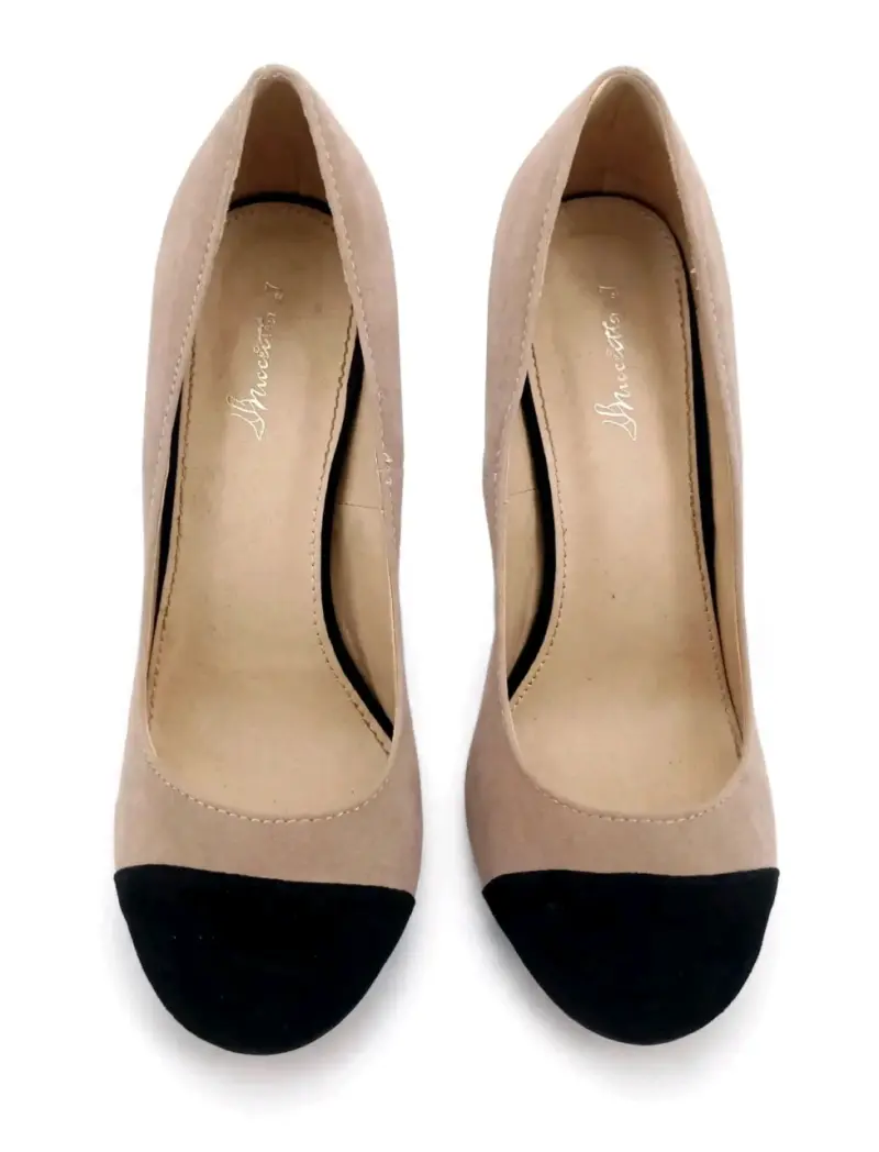 Zapatos de Tacón Beige y Negro para Mujer - 1