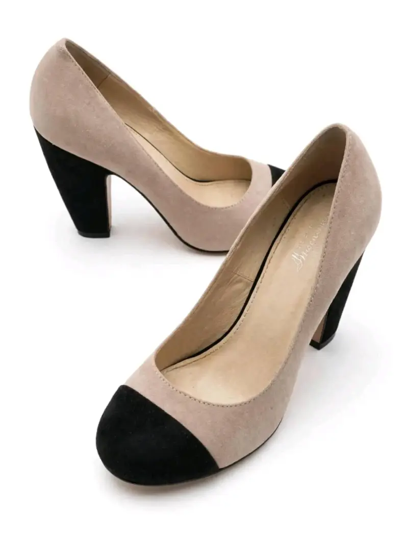 Zapatos de Tacón Beige y Negro para Mujer - 3