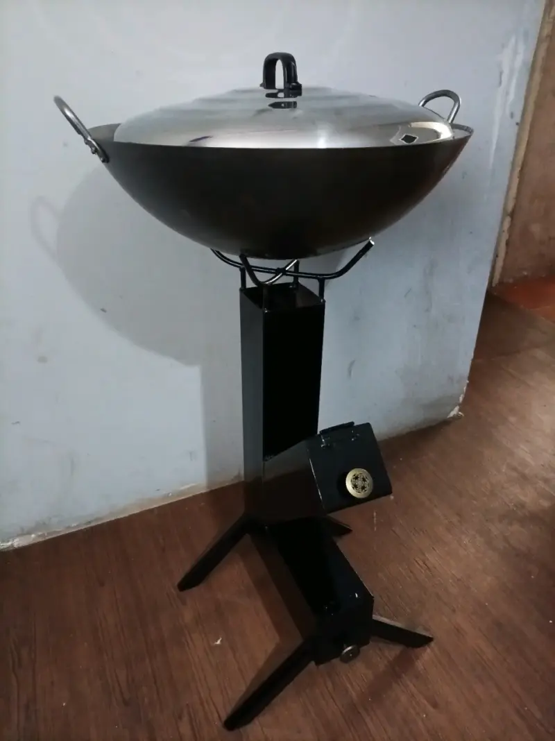 Parrilla wok de acero inoxidable con soporte - 1