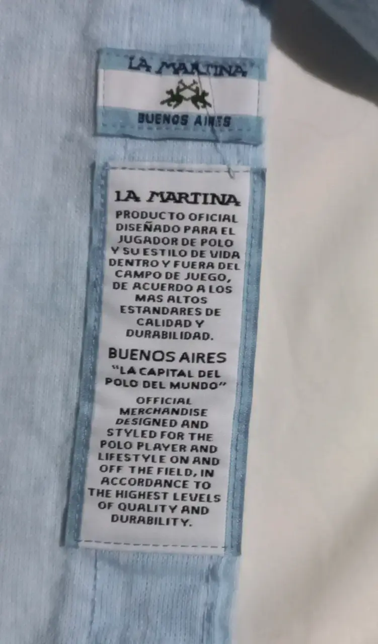 Camisa La Martina Algodón y Lino Celeste XL - 4