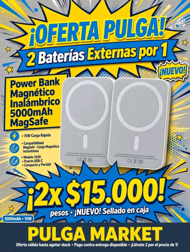 2x Power Bank Magnético 5000mAh MagSafe 15W