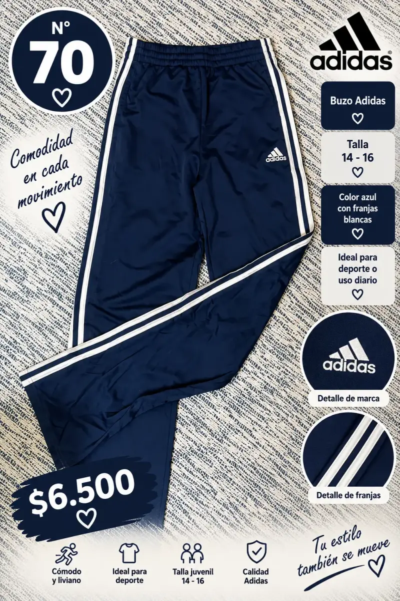 Pantalón deportivo azul Adidas juvenil
