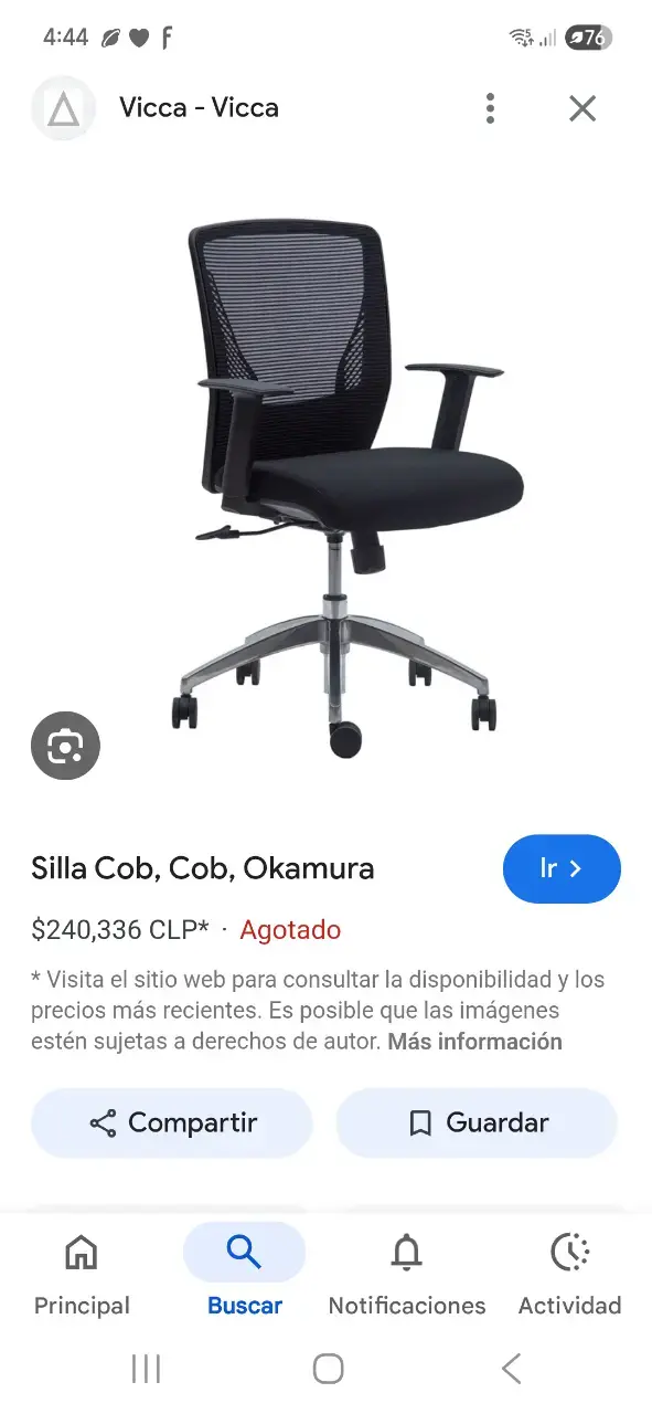 Silla de Oficina Ergonómica Okamura Negra - 5