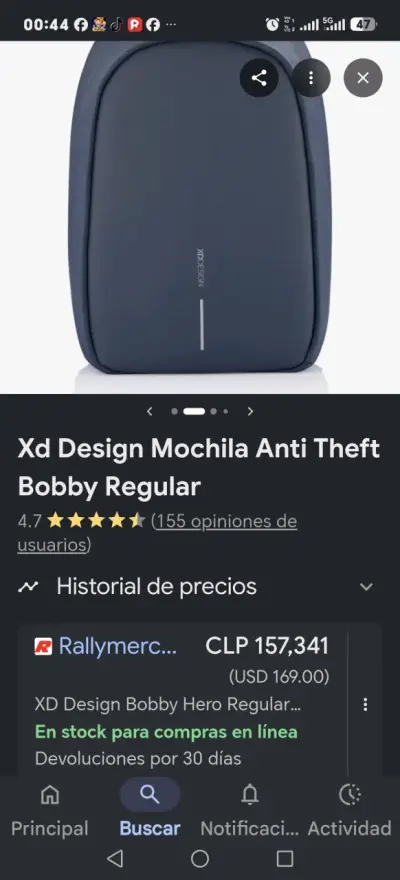 Mochila Antirrobo XD Design Bobby Hero Regular Azul - miniatura 1