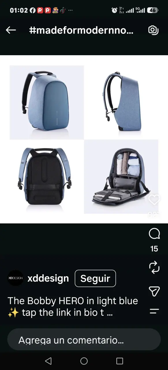 Mochila Antirrobo XD Design Bobby Hero Regular Azul - 2
