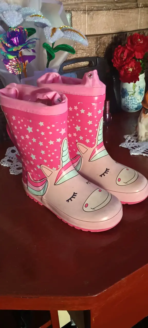 Botas de lluvia infantiles unicornio rosadas - 2