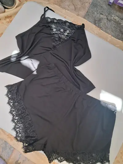 Conjunto de pijama de encaje negro y azul 3xl - miniatura 2
