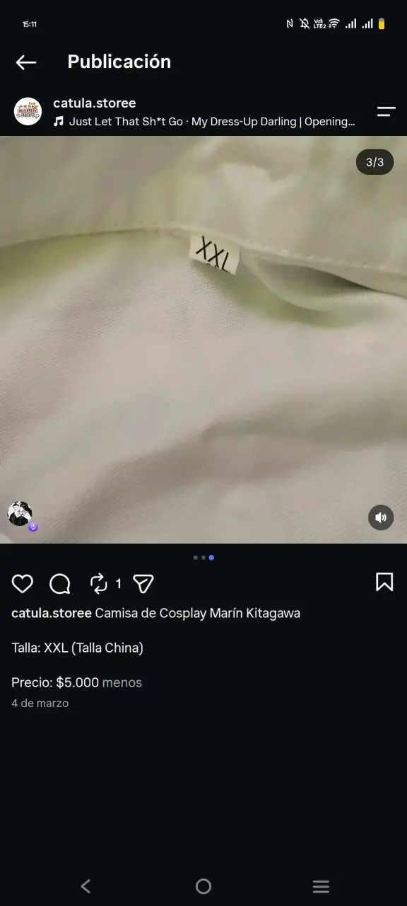 Camisa de cosplay blanca talla XXL - 3